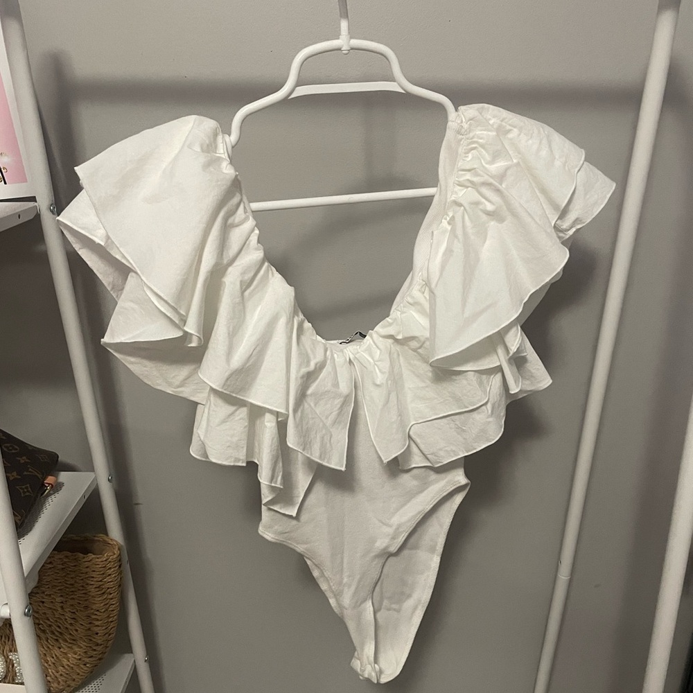 Zara Off Shoulder Ruffle Bodysuit